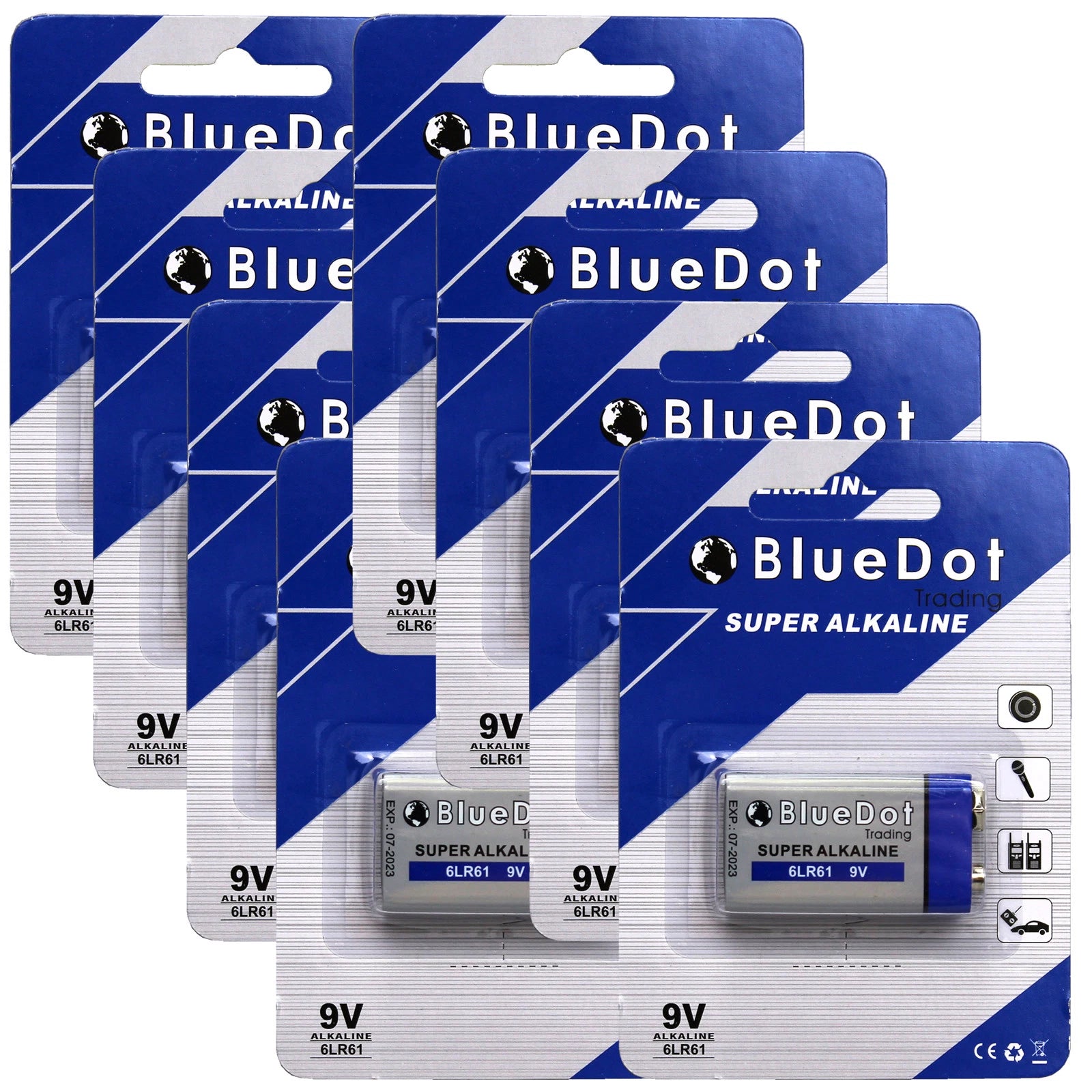 LOT of 8 NEW 9 Volt 9v Super Alkaline Batteries ~ Mics Power CB Ham Radio