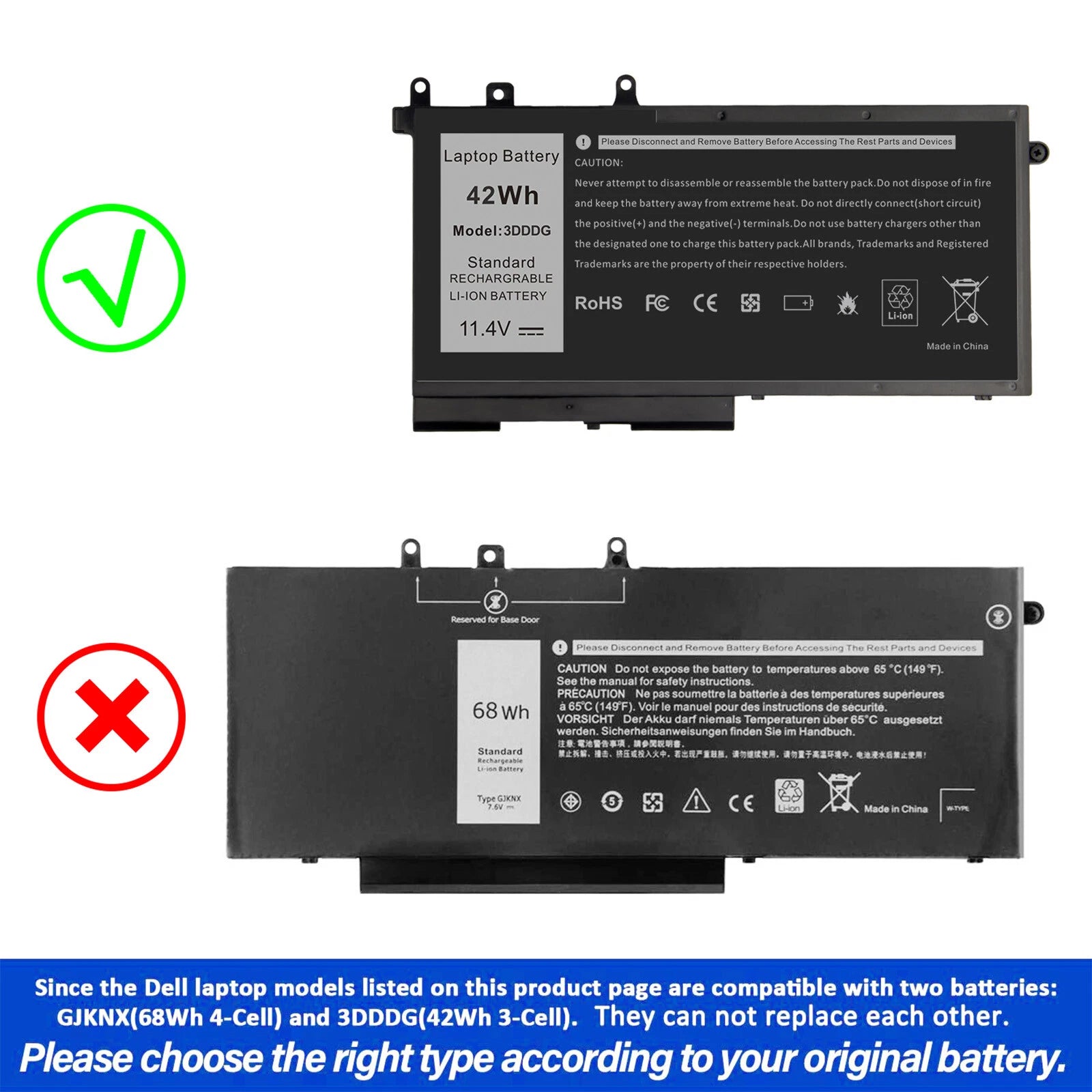 Battery 3DDDG for Dell Latitude 15 3520 3530 E5280 E5480 E5580 E5590 O3VC9Y