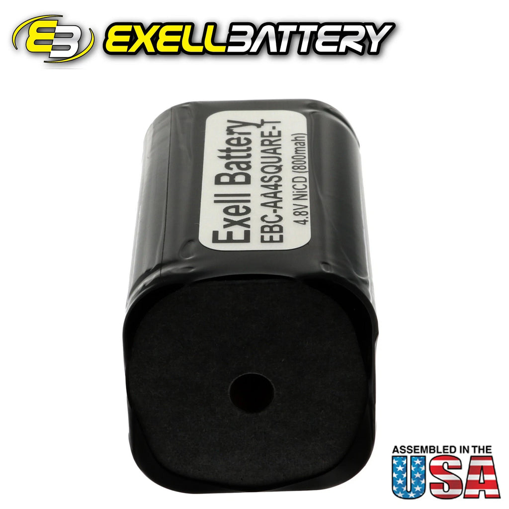 Exell Custom 4.8V 800mAh NiCd 4xAA Square Battery Pack with Tabs