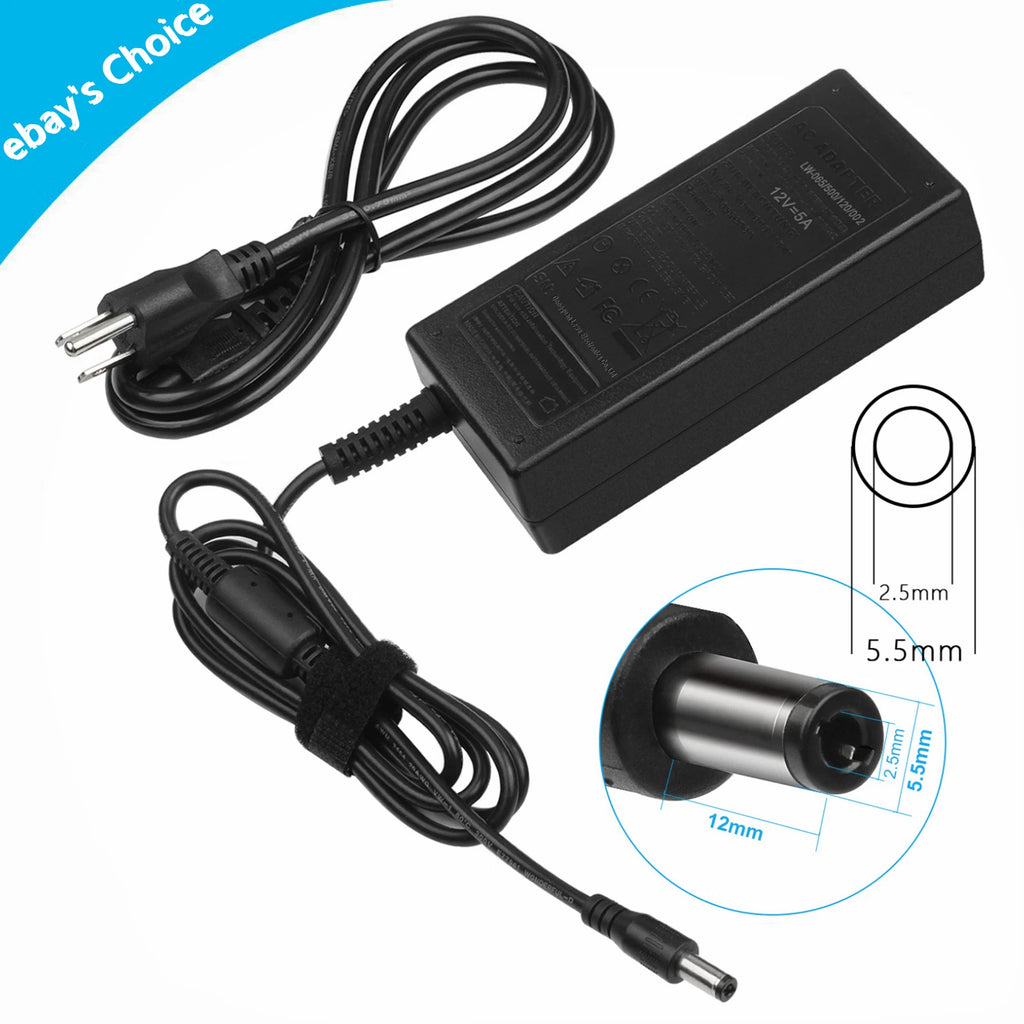 12V 5A 60W AC Adapter Charger for CHI LCD Monitor CH-1204 CH-1205 Power Supply