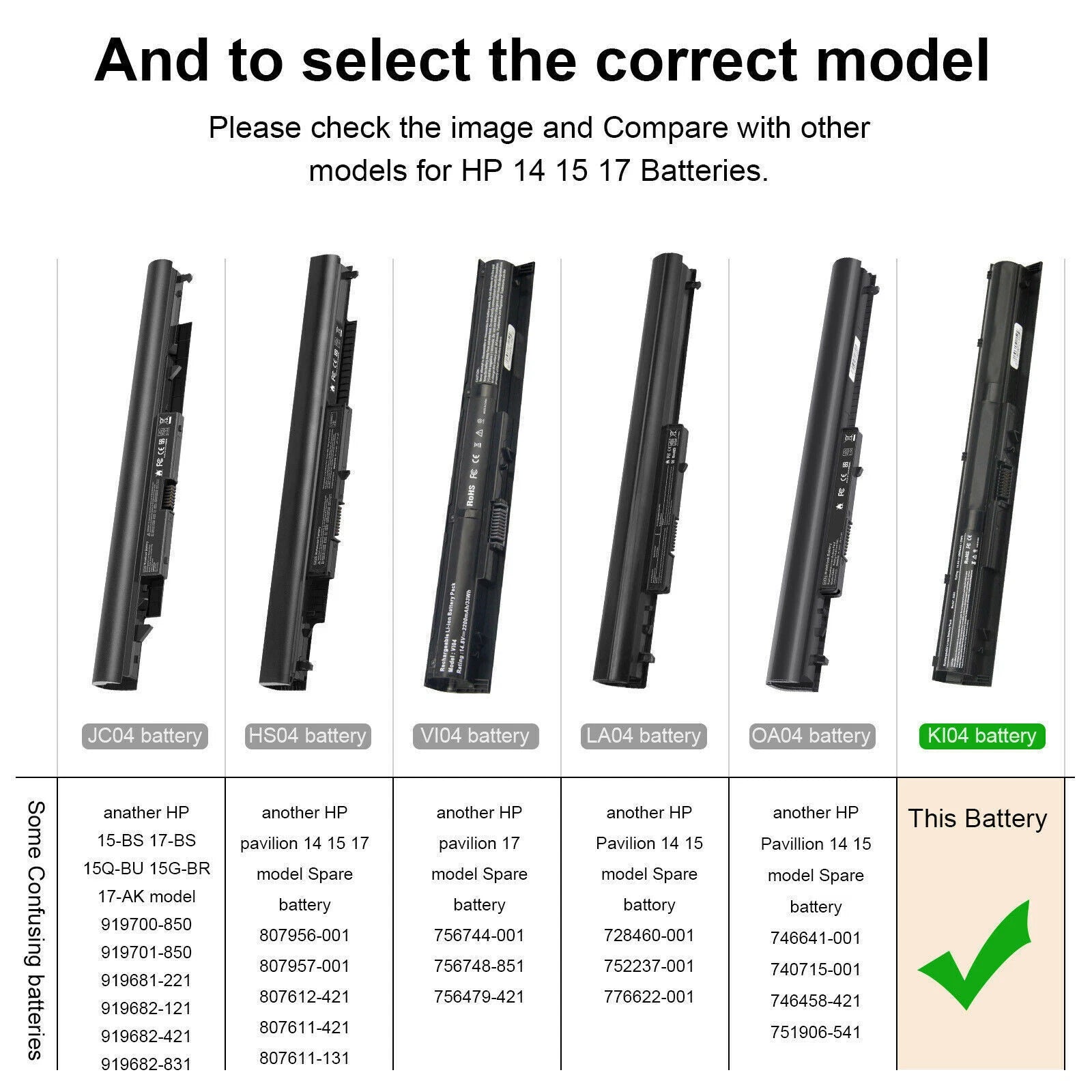 KI04 K104 Battery for HP Pavilion 14-ab000 15-ab000 17-g000 800049-001 14.8V