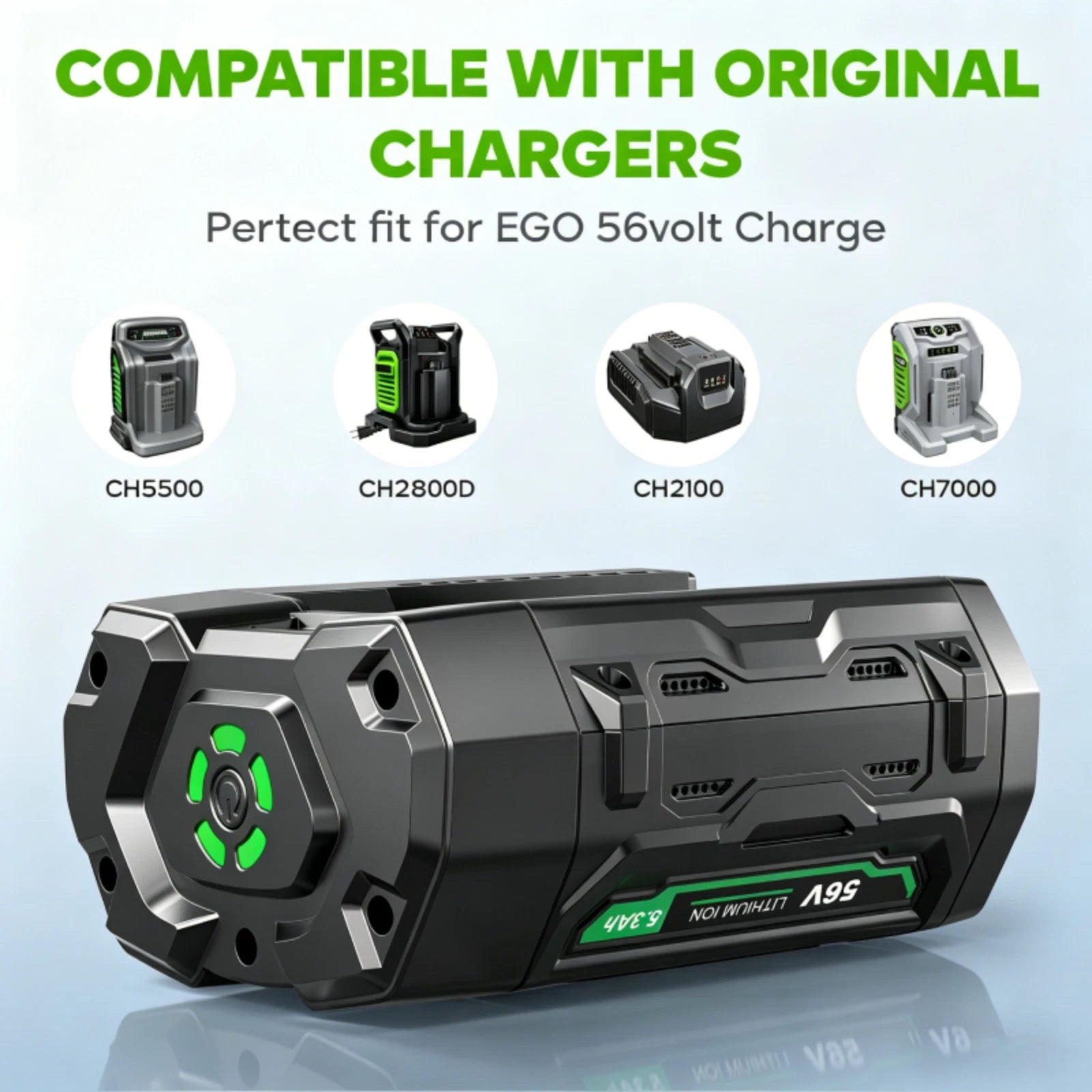 56V 5.3Ah Lithium Battery Replace for EGO BA2800T BA4200T 56Volt Power Tools NEW