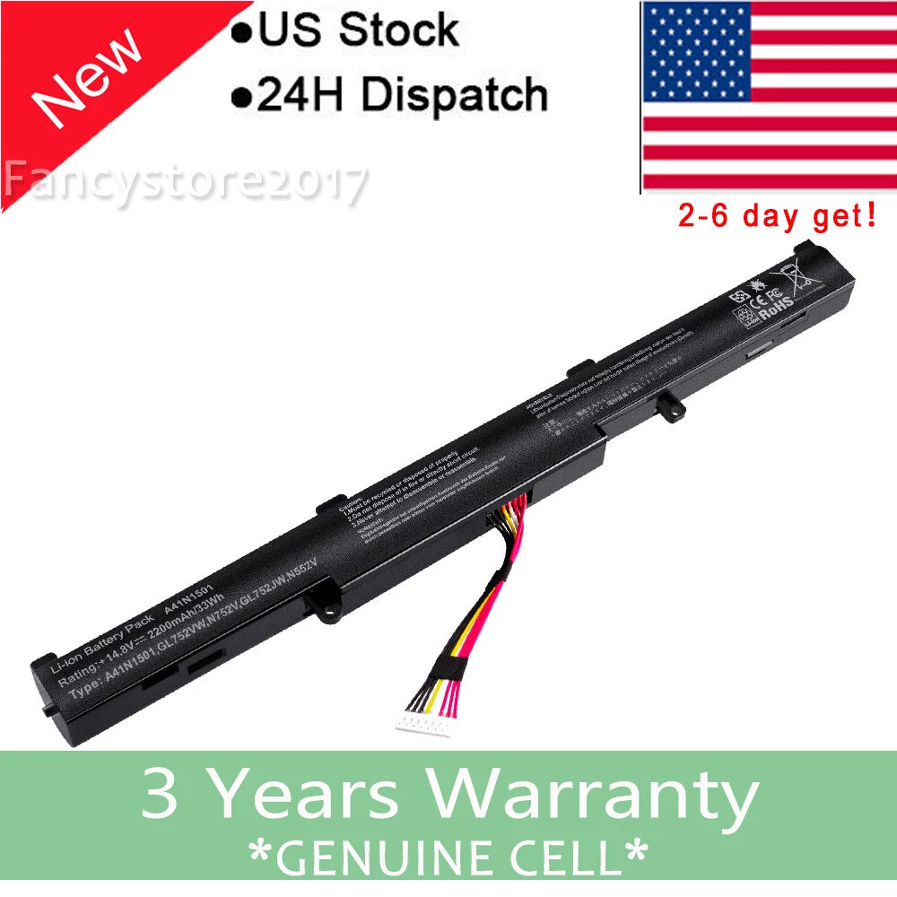 14.8V 2200mAh 33Wh A41N1501 A41LK9H Battery For ASUS ROG GL752VW G752VW N552VX