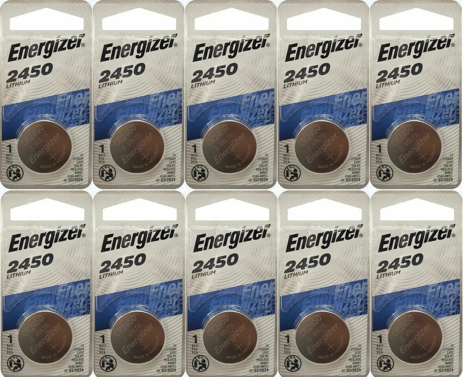 New 12 x Pcs Energizer CR2450 ECR2450 3V Lithium Coin Cell Button Battery Fresh