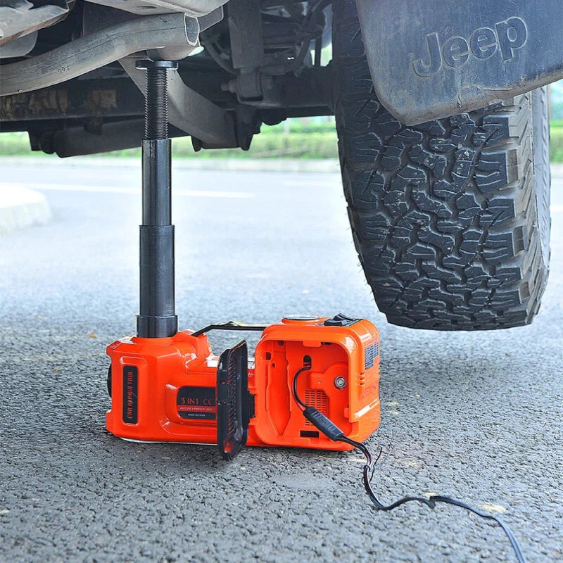 12V 5Ton Car Electric Hydraulic Floor Jack Tire Inflator Pump LED Flashlight US