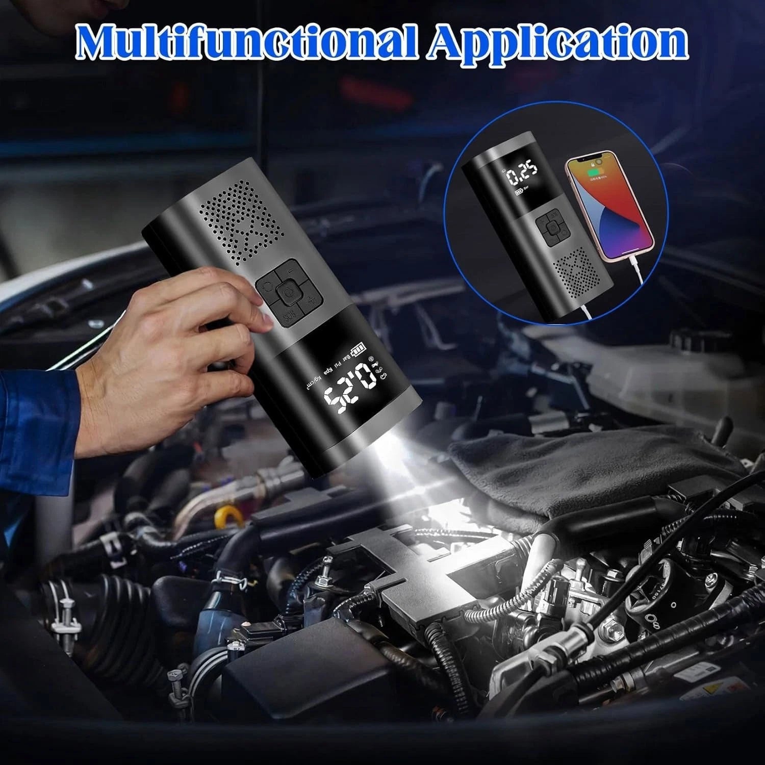 12V Digital Air Pump Electric Car Air Gun Pump Hose Air Compressor Tire Inflator