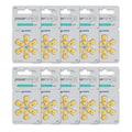 Power One Hearing Aid Batteries Yellow Size 10 Pack of 6 (60 Batteries) Exp 2029