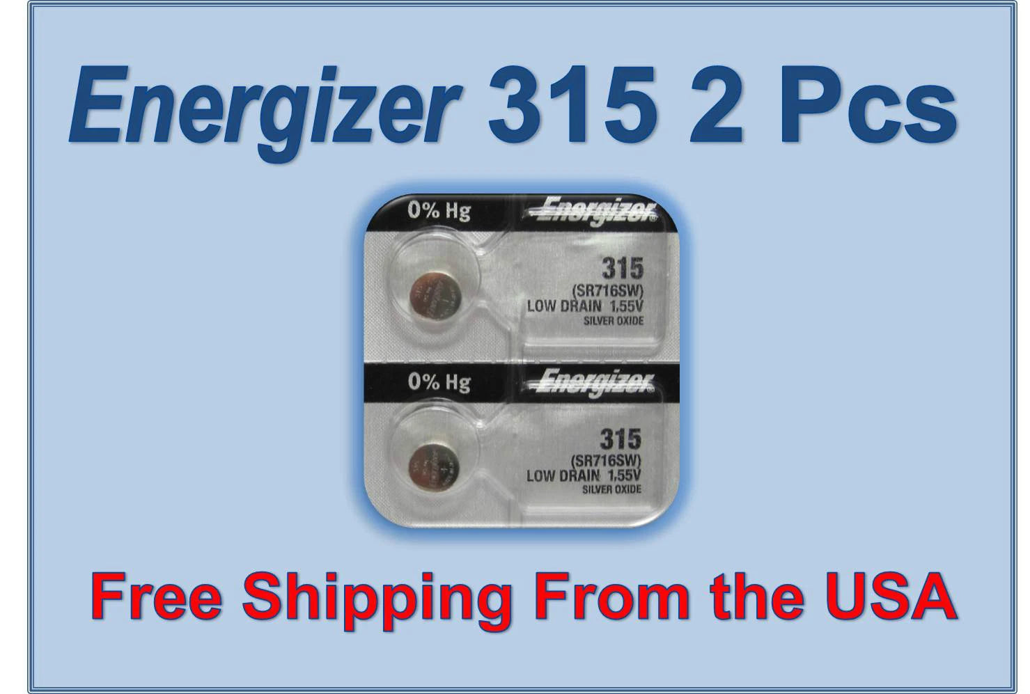 2 Energizer 315 SR716SW V315 S38 D315 SP315 614 280-56 SB-AT (SR67) Battery