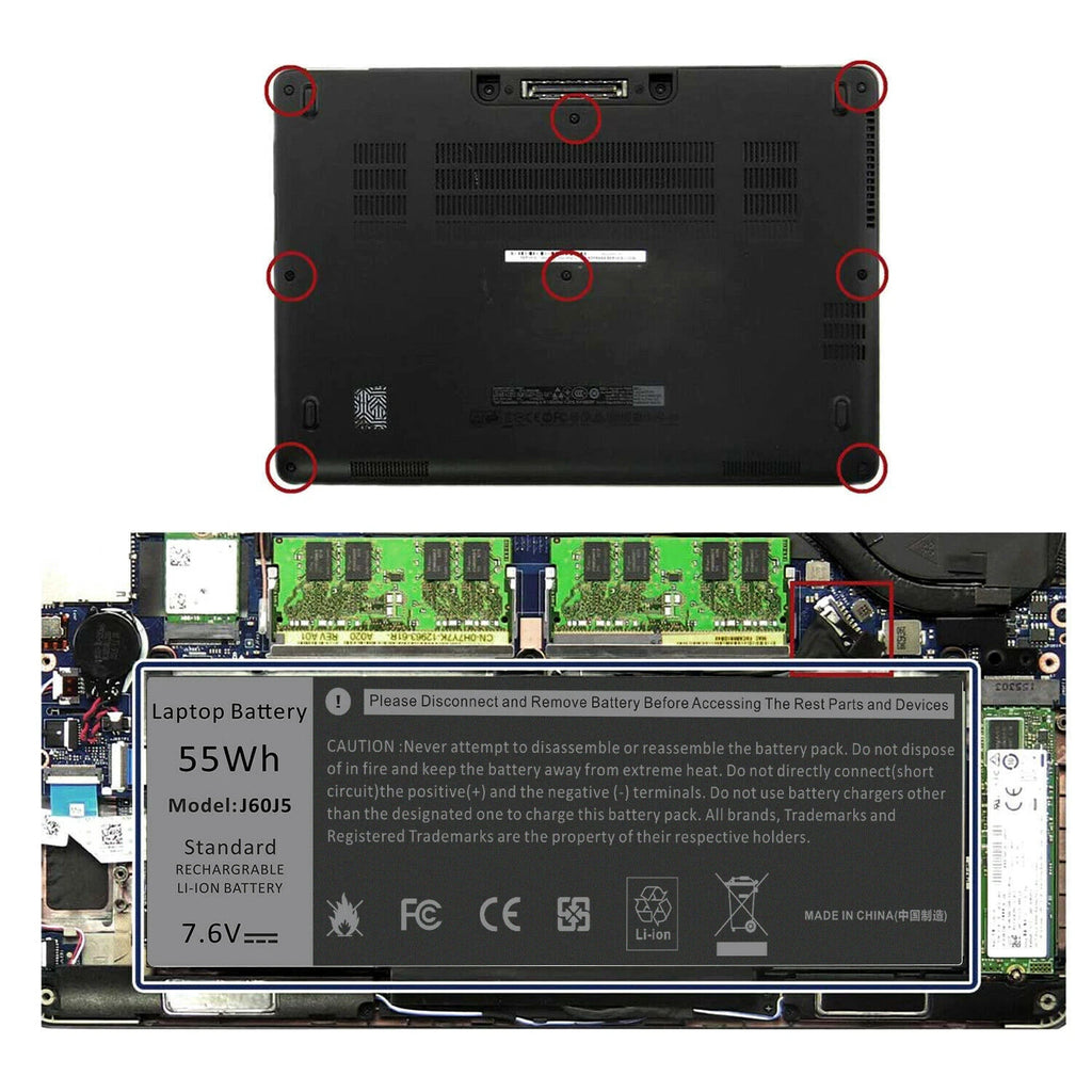 J60J5 Battery For Dell Latitude E7270 E7470 Type 451-BBSX 242WD MC34Y R1V85
