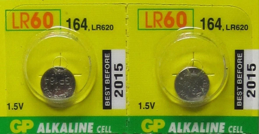 2 Pcs GP164 LR60 AG1 LR620 Alkaline Batteries