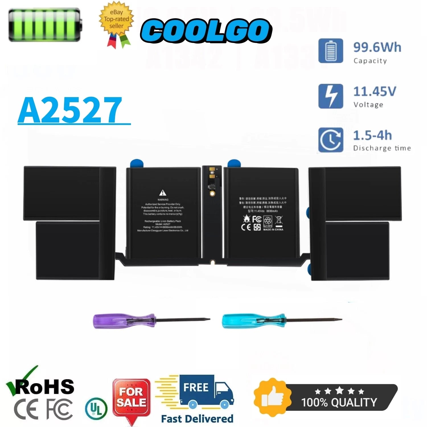 A2527 Battery for Apple MacBook Pro 16" Late 2021 A2485 EMC 3651 MK183LL/A