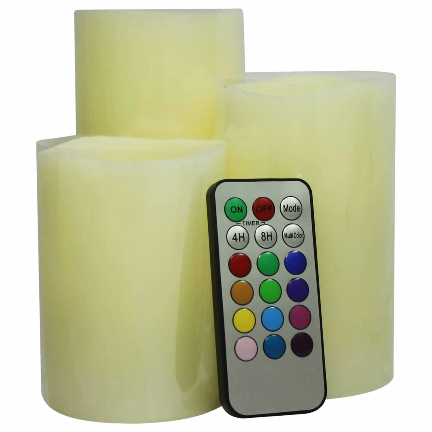 3pc set LED Real wax battery operated flameless candles color changing & remote