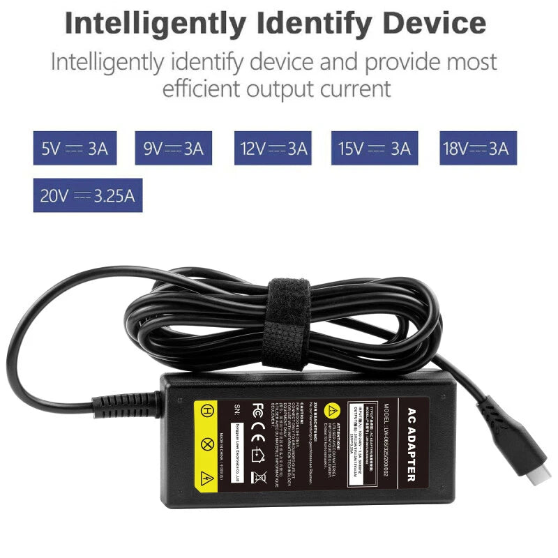 65W USB C Charger Laptop Adapter Type C Laptop Power Adapter Supply for Lenovo