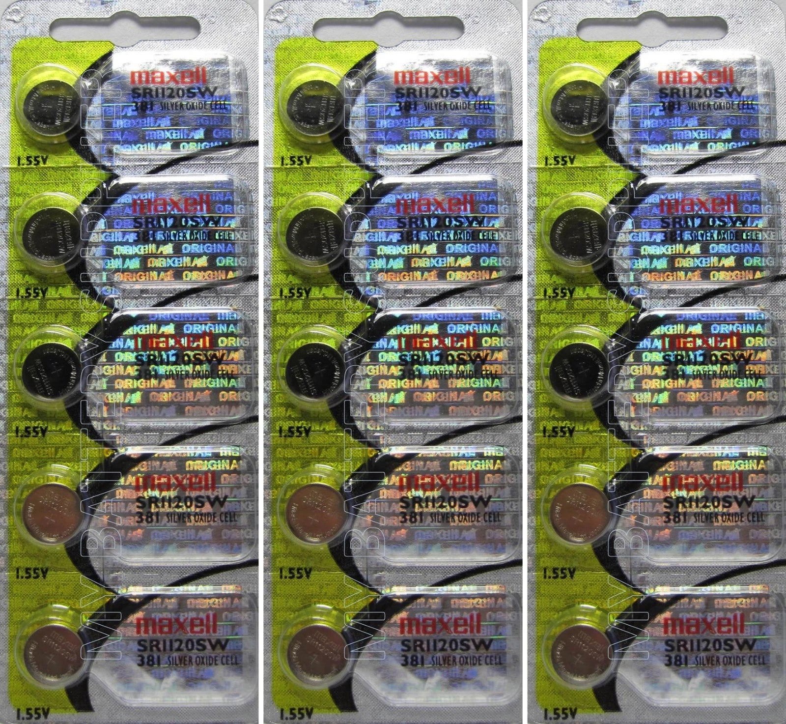 15 Maxell 381 SR1120SW Watch Batteries