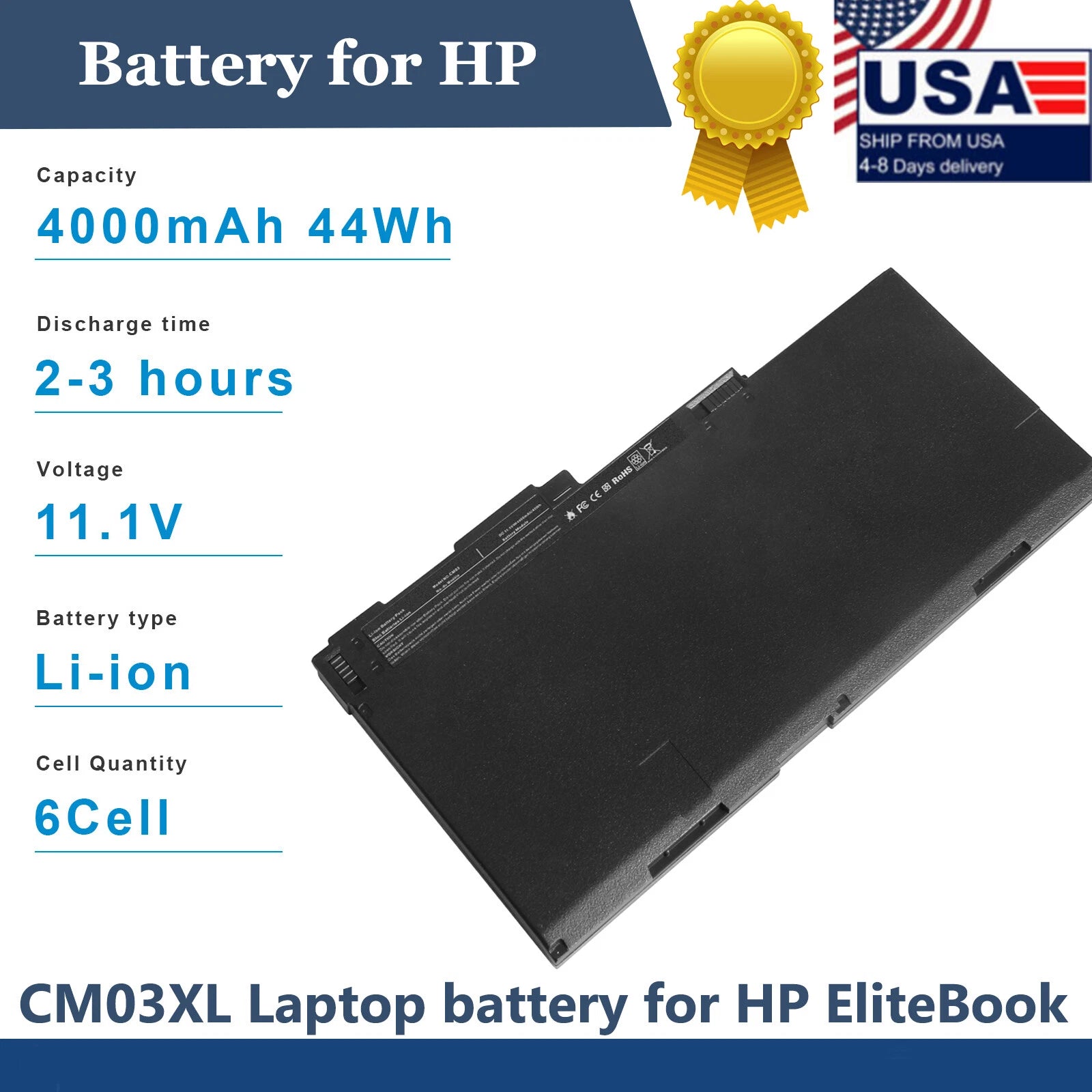 Battery for HP EliteBook 840 G1 G2 Series HSTNN-IB4R HSTNN-DB4Q CM03XL CM03050XL