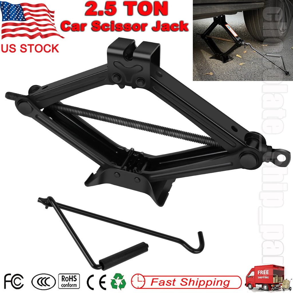 Heavy Duty 2.5 Ton Tire Jack Portable Steel Scissor Jack Lift with Handle Crank