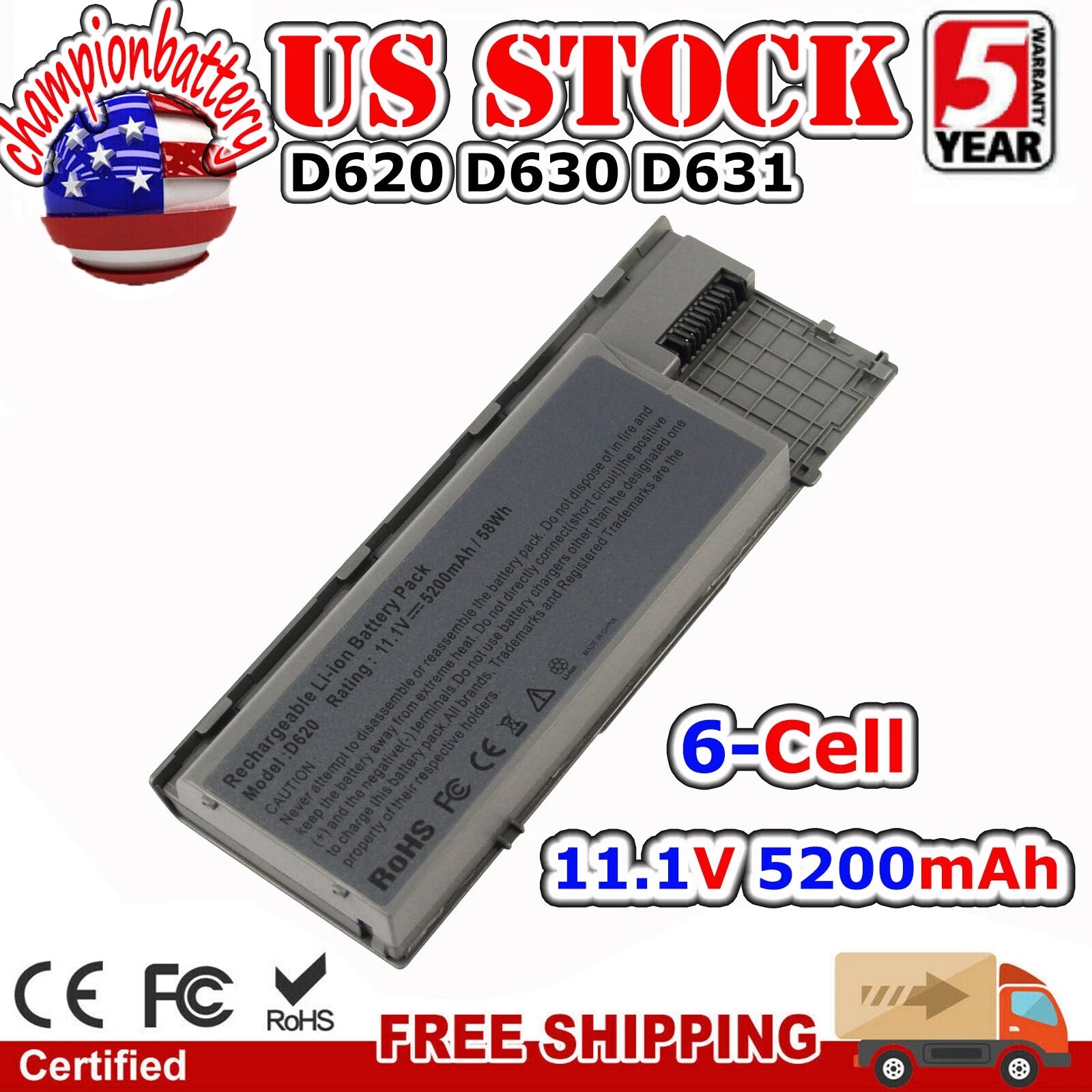 Battery For Dell Latitude D620 D630N D630c D631N D830N Precision M2300 312-0393