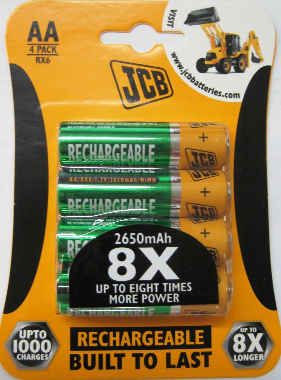 JCB AA 2650 Precharged Rechargeable Batteries Pack of 4