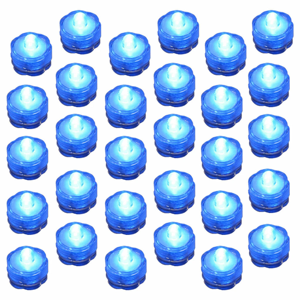 30 Pack Blue Submersible Waterproof Underwater Battery LED Tea Light Wedding