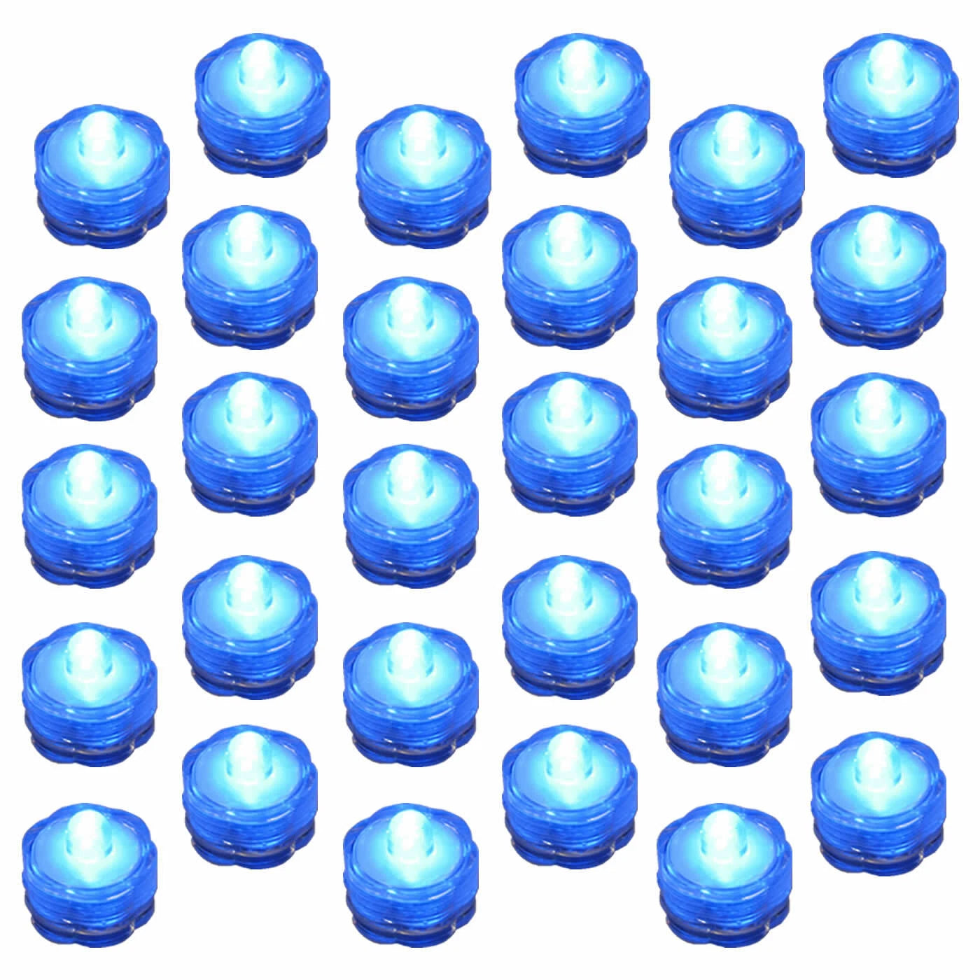 30 Pack Blue Submersible Waterproof Underwater Battery LED Tea Light Wedding
