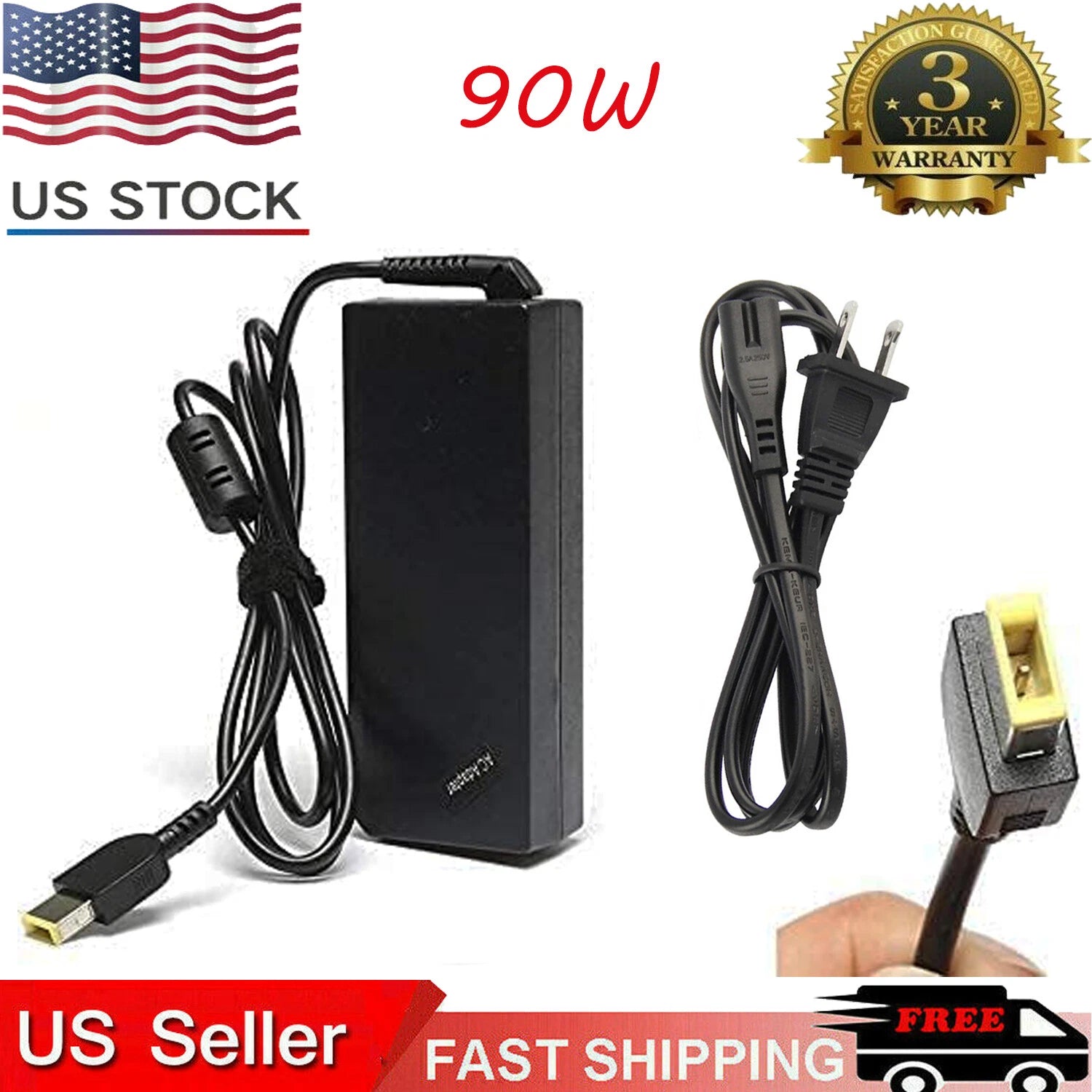 Laptop Power Supply Charger 90W 20V 4.5A Adapter for Lenovo ThinkPad IdeaPad IBM