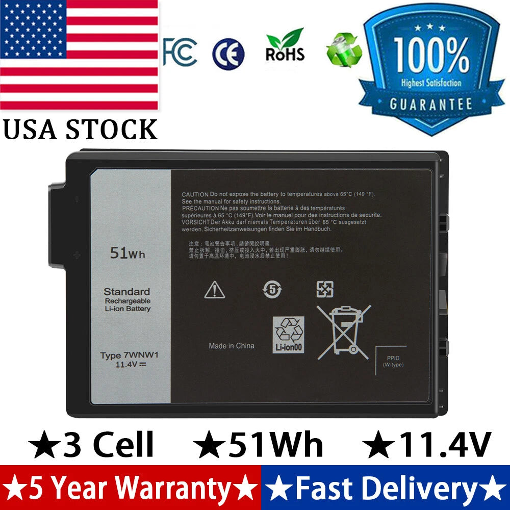 For Dell Latitude 5424 5420 7424 Rugged Tablet 3cell 51Wh Battery 7WNW1 Notebook
