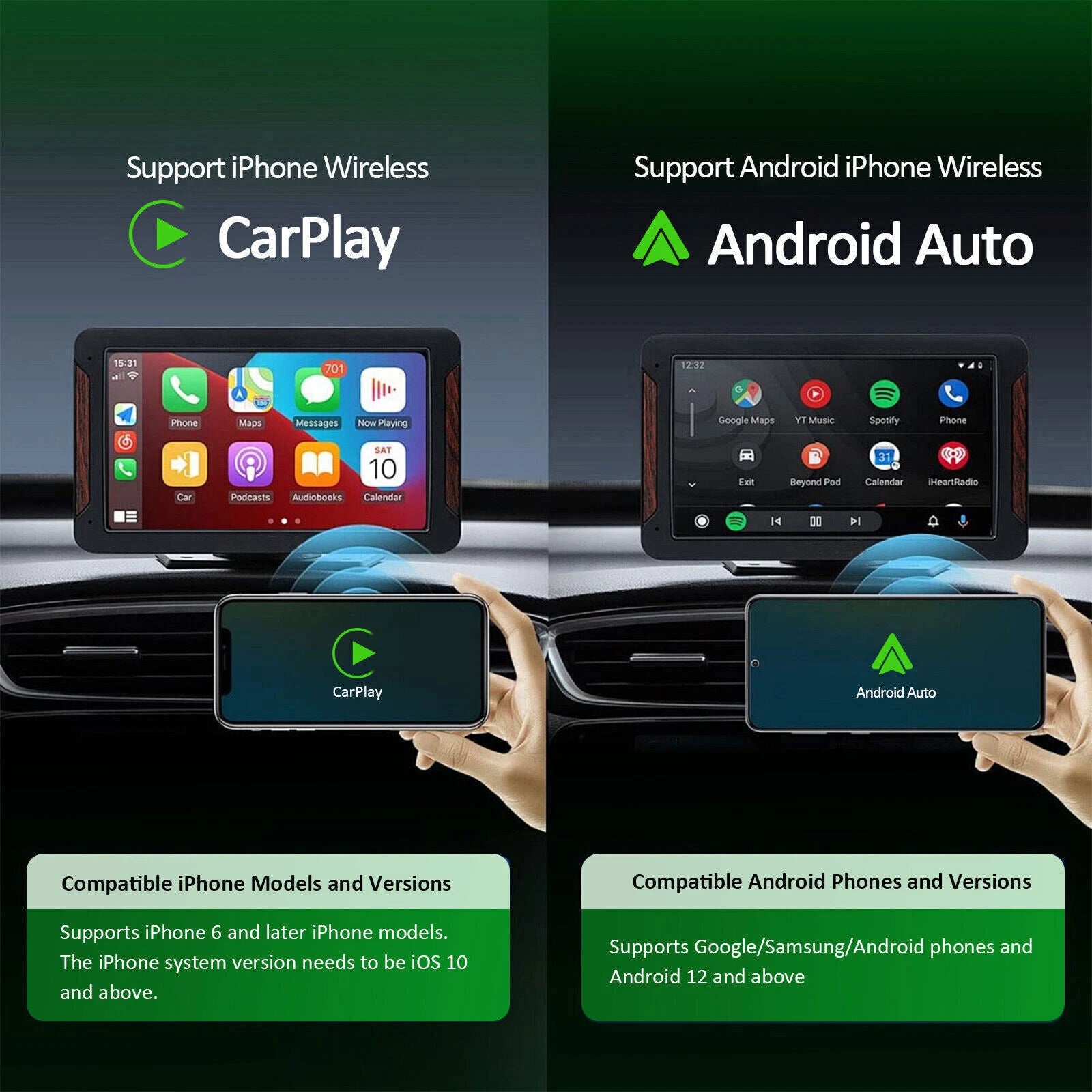 2-in-1 Wireless Apple CarPlay / Android Auto Adapter USB Plug&Play Dongle NEW