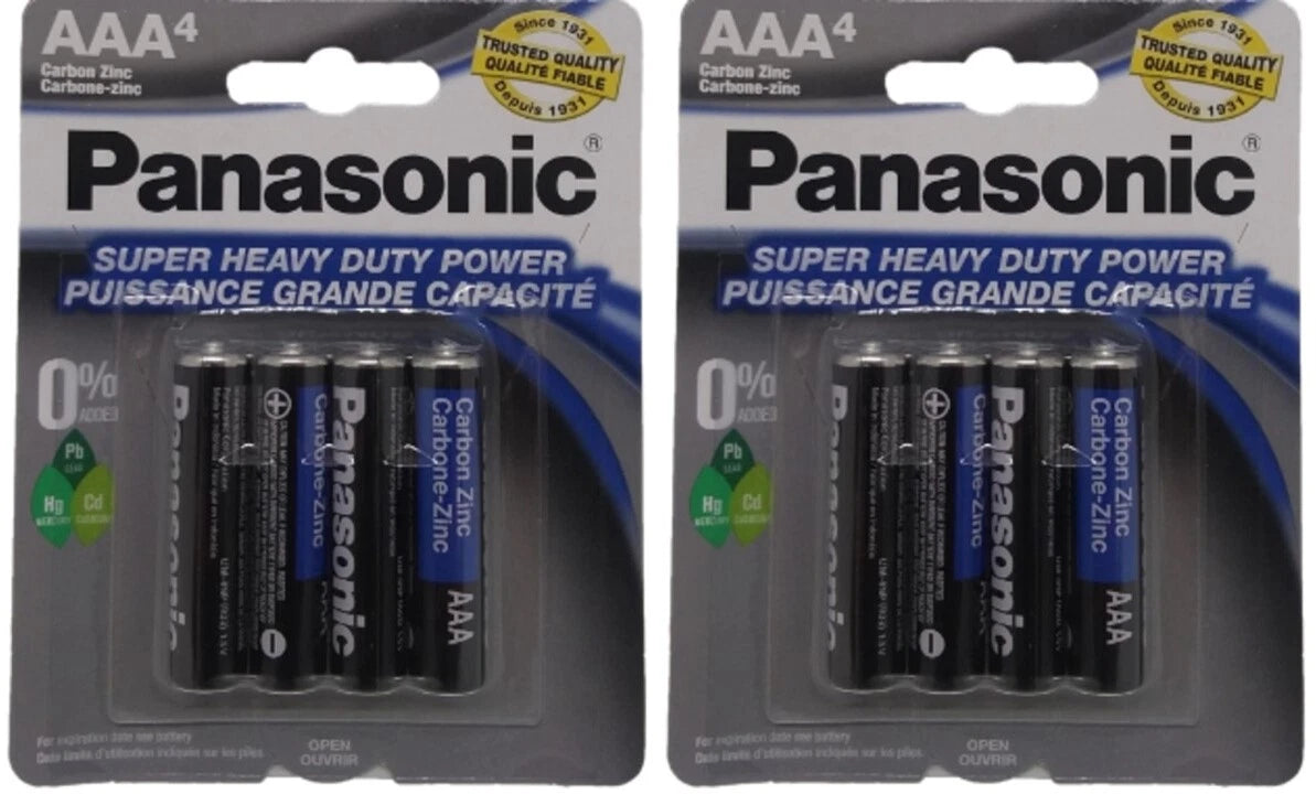 16 Super Heavy Duty Power Panasonic Triple AAA 1.5V Carbon Zinc Batteries 4x4