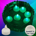Qty 12 Battery Operated FLOATING Green LED Tealights Tea Lights Flameless NEW