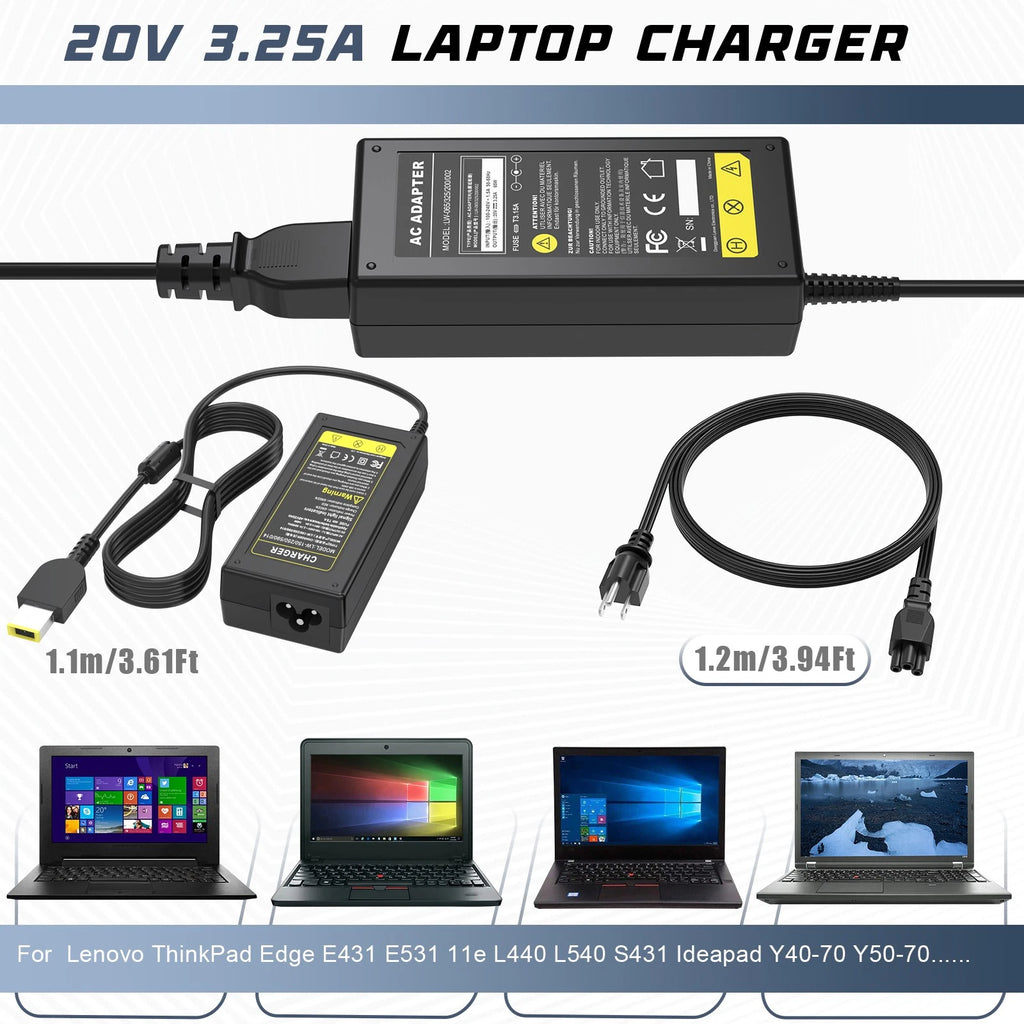 65W 20V3.25A AC Adapter Charger for Lenovo IBM Yoga ThinkPad T X L Series Laptop