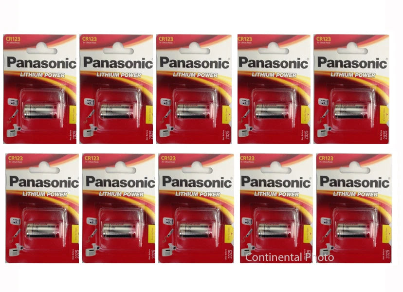 10 Pack Panasonic CR 123 123 CR123 3V Lithium Battery for Camera Flashlight