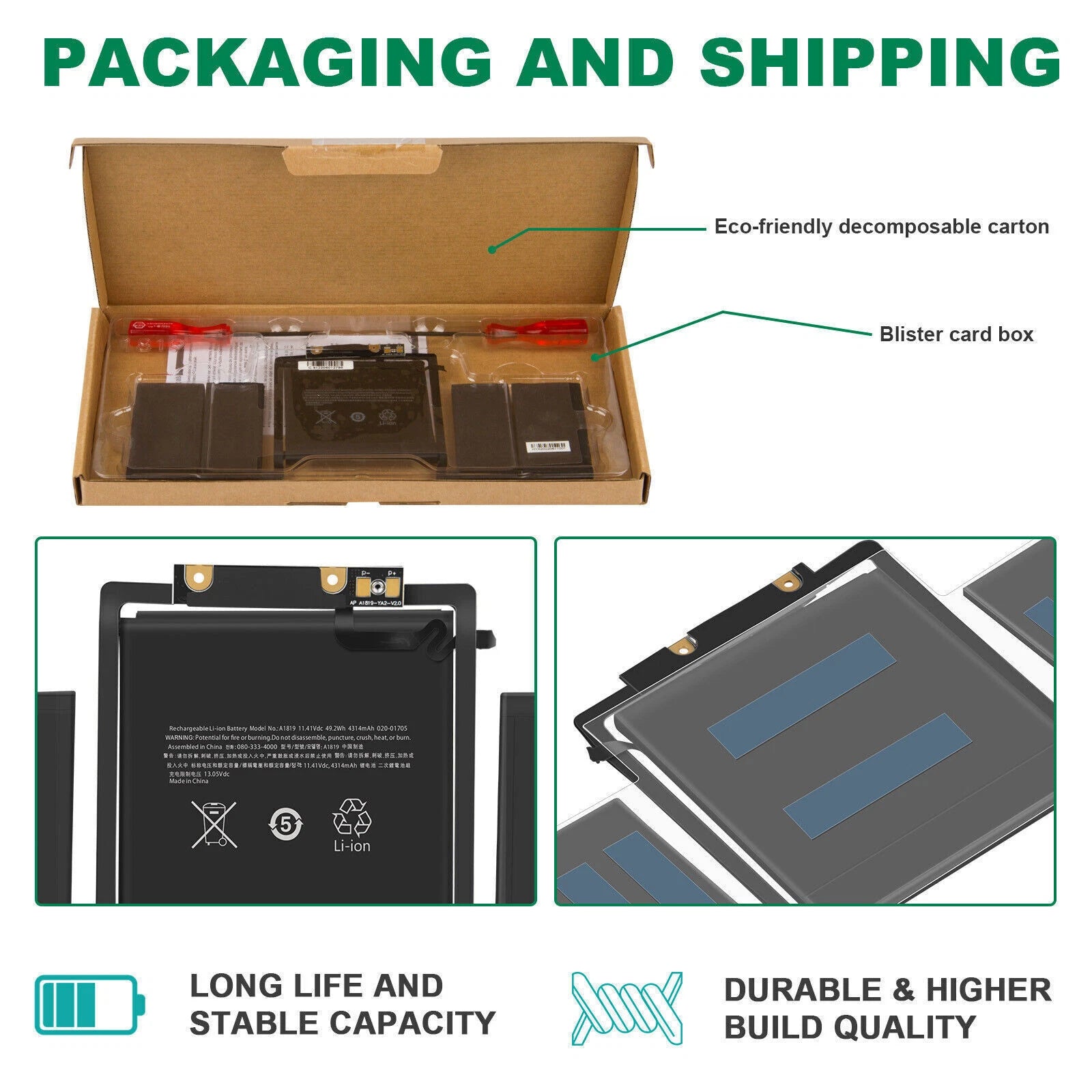 LOT A1706 A1819 Battery for MacBook Pro 13 inch Late 2016 Mid 2017 EMC 3071 3163