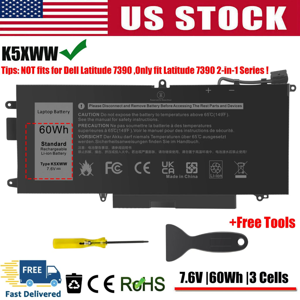 K5XWW 71TG4 Battery for Dell Latitude 7389 7390 L3180 5285 5289 2 in 1 7.6V 60Wh