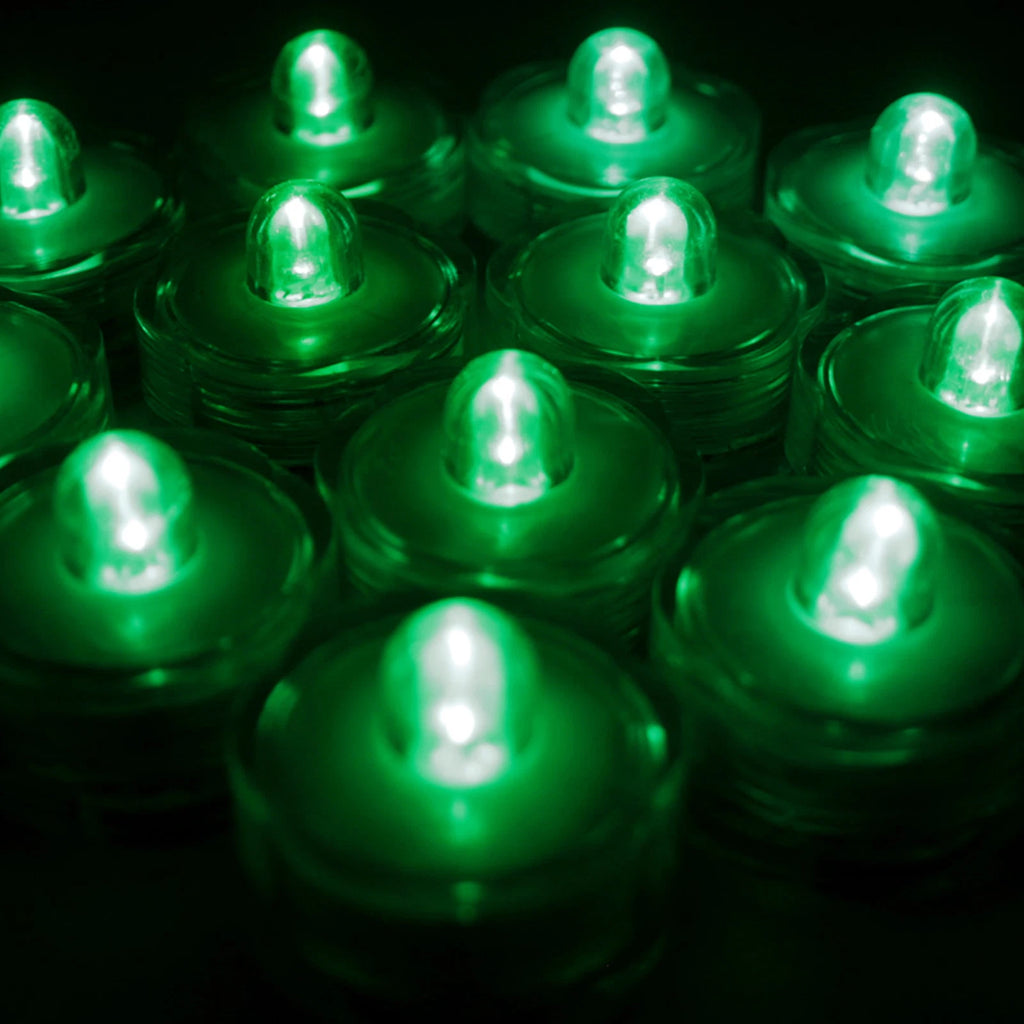 Submersible Waterproof Battery LED Tea Light ~ Wedding Decoration~Green~ 24 Pack