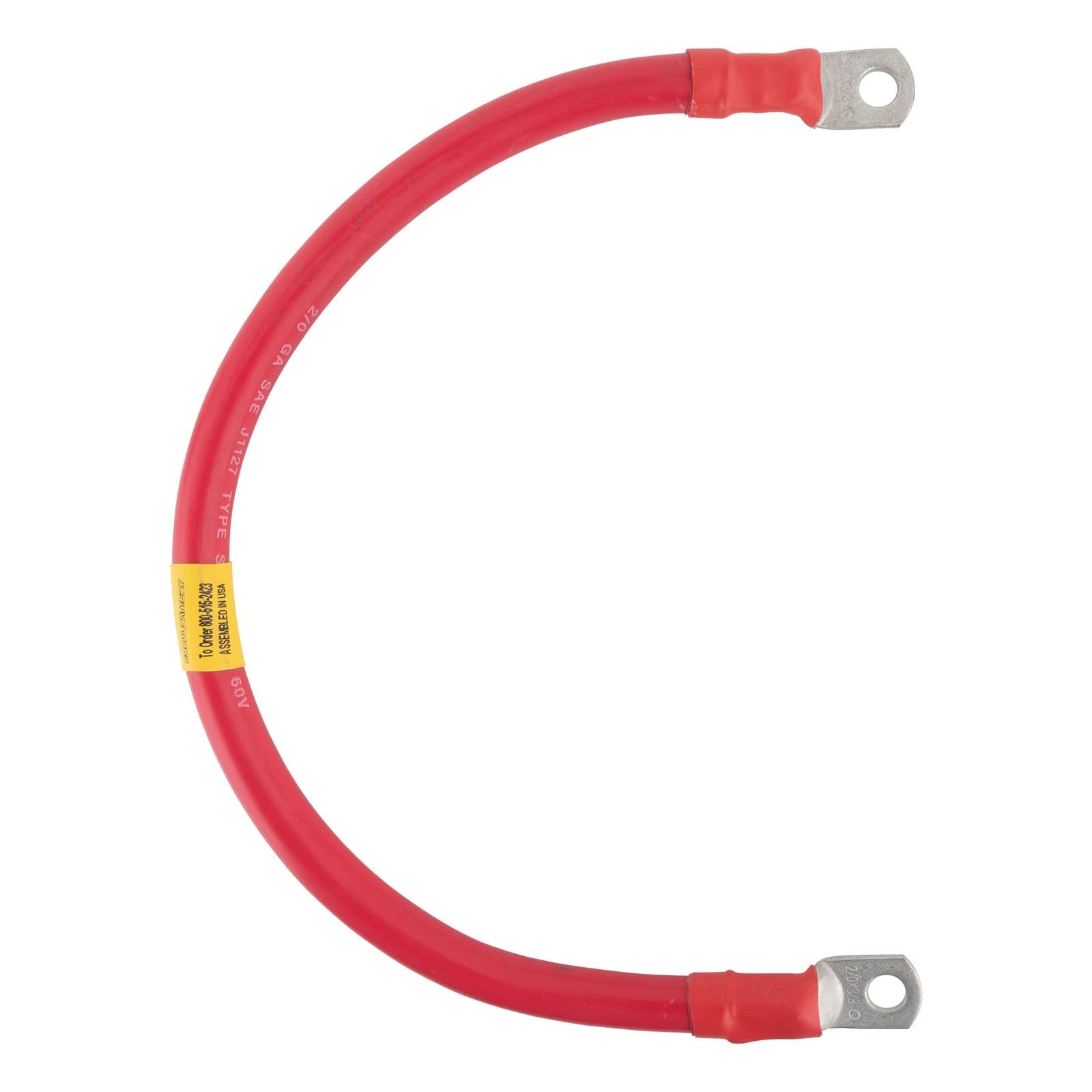 2/0 Red Battery Interconnect Cable 18" with 3/8" Lugs ASSEMBLED IN USA