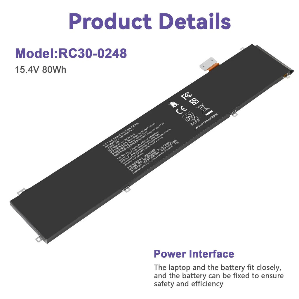 For RAZER 80Wh Battery RC30-0248 Blade 15 2018 RZ09-02385 RZ09-02386