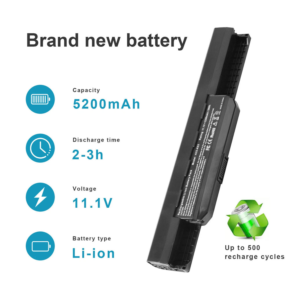 ?A32-K53 A41-K53 Battery for ASUS K53 K53E X54C X53S X53 K53S X53E K43E 5200mAh