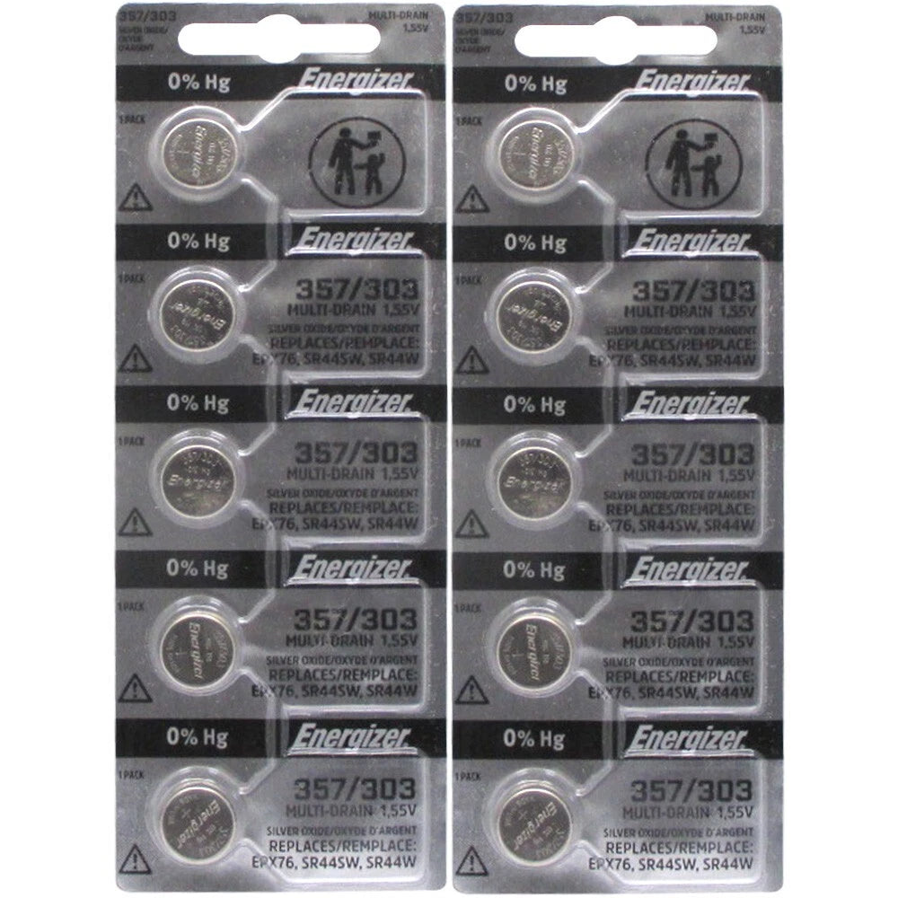 10 357 / 303 Energizer Watch Batteries SR44SW SR44W
