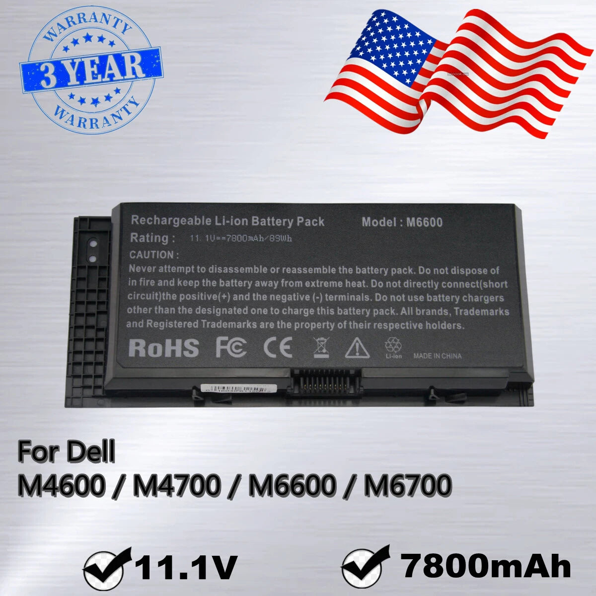 M6600 Battery for Dell Precision M4600 M4700 M4800 M6700 M6800 Type FV993 87Wh