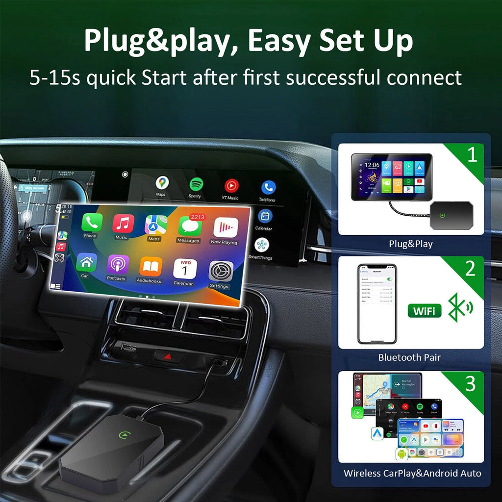 2 in 1 USB Wireless CarPlay & Android Auto Adapter Wireless Dongle Plug & Play