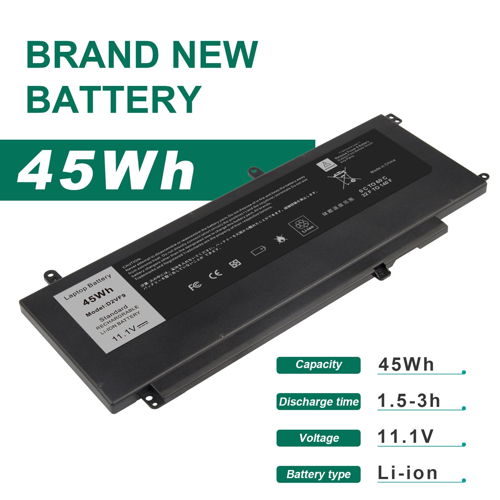 D2VF9 Battery for Dell Inspiron 15 7000 Series 15-7547 15-7548 14-5459 V5459 PC