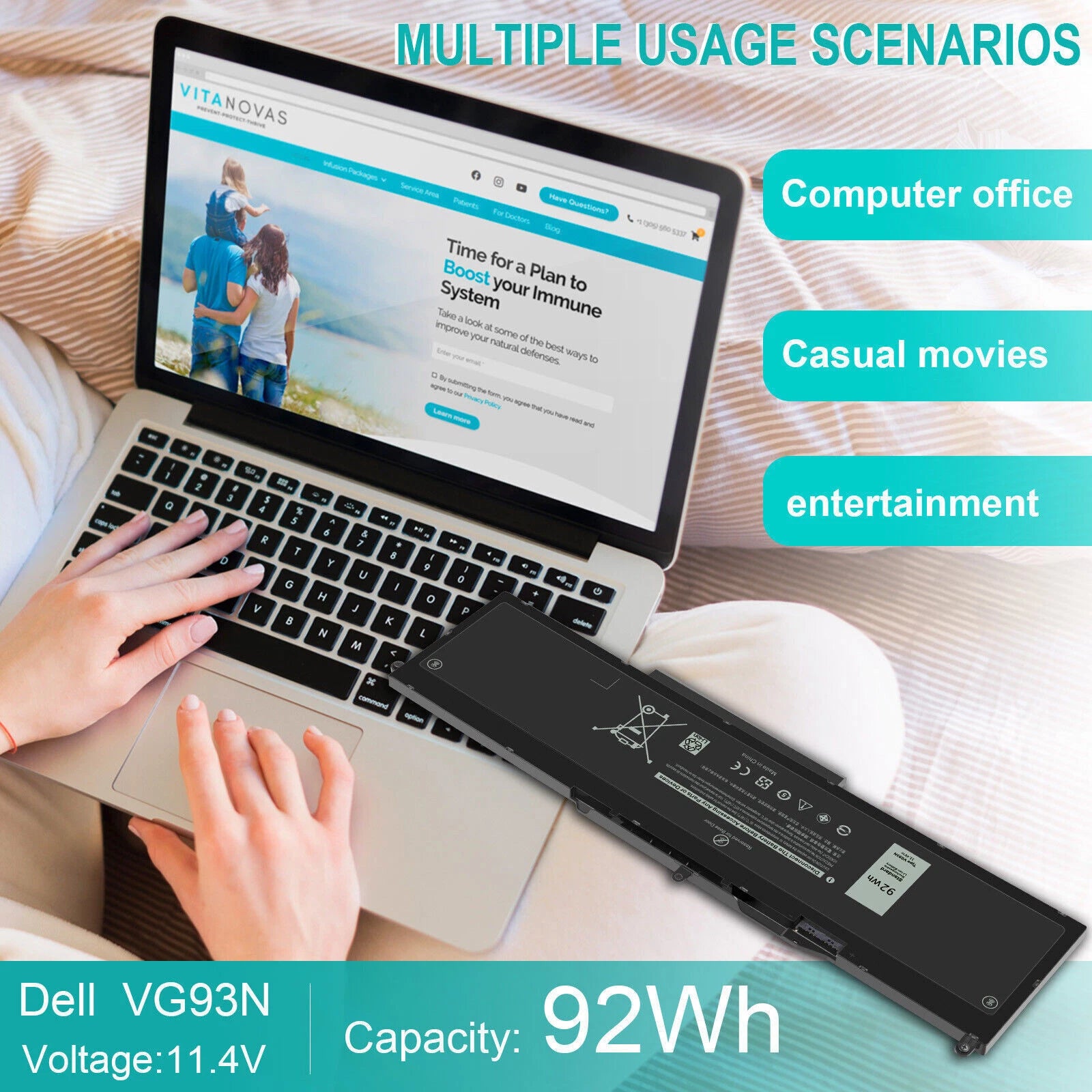 VG93N Battery for Dell Precision 15 3520 3530 M3520 M3530 Latitude 5580 5590