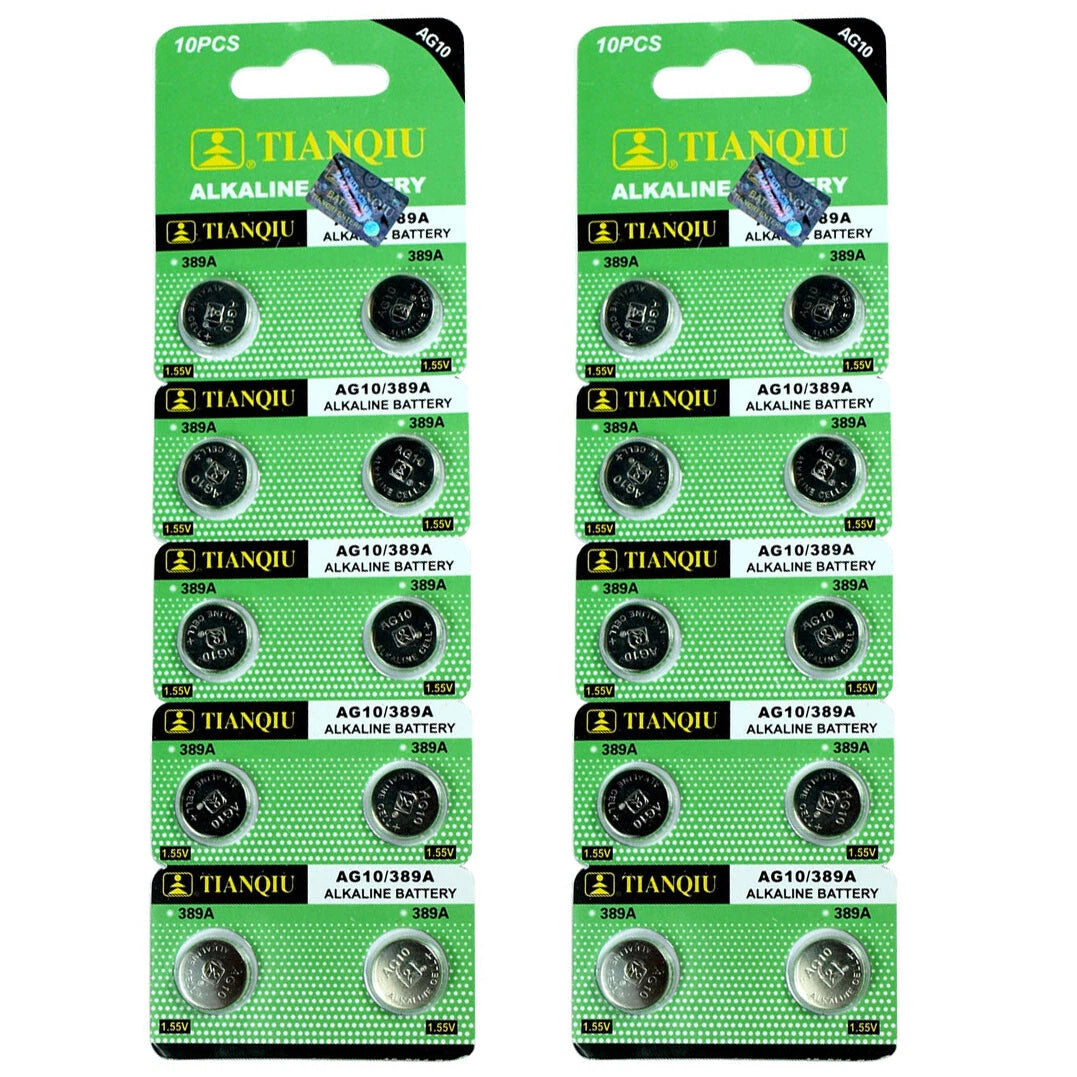 20 PCS LR1130 AG10 389 Alkaline Battery 0% Hg 1.5V Button Cell for Watch Remote