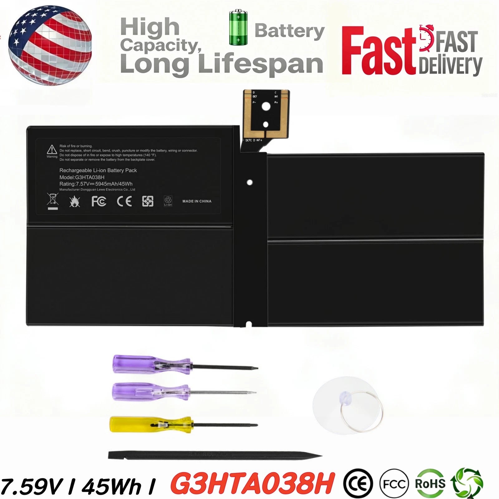 Battery G3HTA038H For Microsoft Surface Pro 5 Pro 6 1796 (2017 New Pro) Notebook