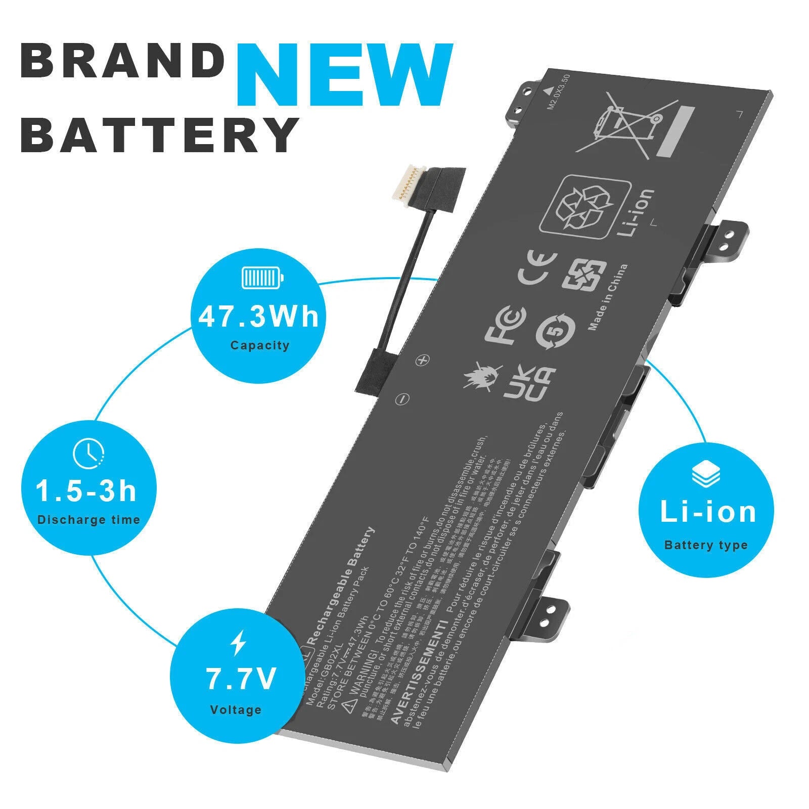 GB02XL Battery for HP CHROMEBBOK 14-DB 14-DB0031NR HP 11 G7 G8 EE 7.7V 47.3Wh