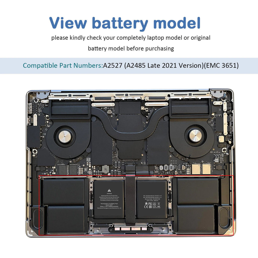 A2527 Battery For Apple MacBook Pro16" A2485 Late 2021 EMC 3651 MK183LL/A 99.6Wh