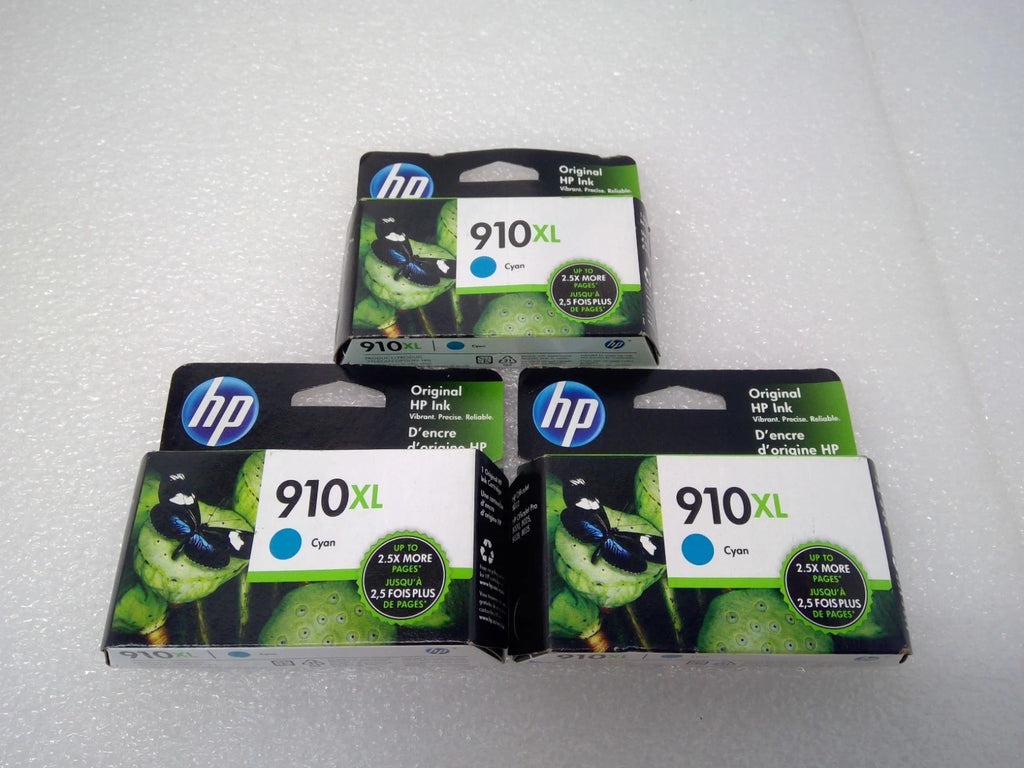 LOT OF 3 New Genuine HP 910XL Cyan Ink Cartridge OfficeJet Pro 8020 8025