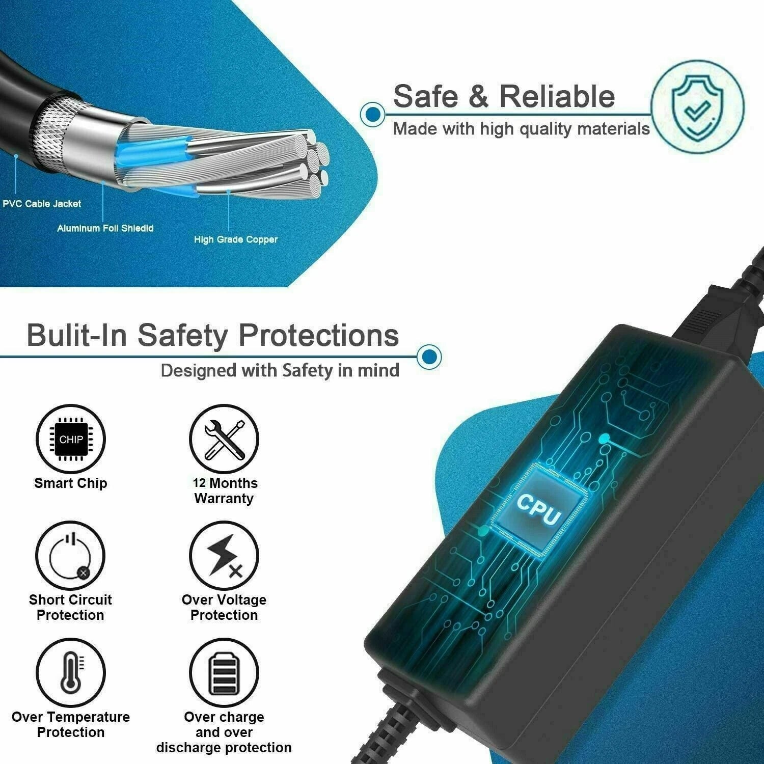 65W USB C Charger Type C AC Adapter Notebook Power Cord for Lenovo/Apple/Dell/HP