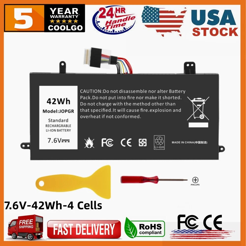 ?J0PGR Battery/Charger For Dell Latitude 12 5285 5290 2-in-1 Series JOPGR FTH6F