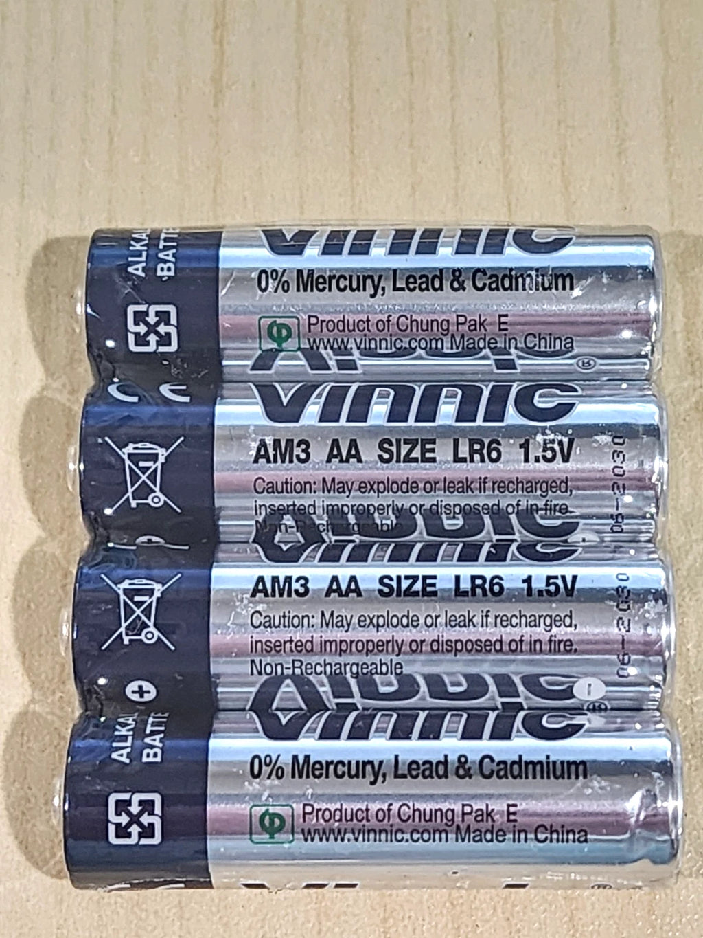 4x New Vinnic AA 1.5v Alkaline Batteries LR6 AM3 for remotes lights calculators